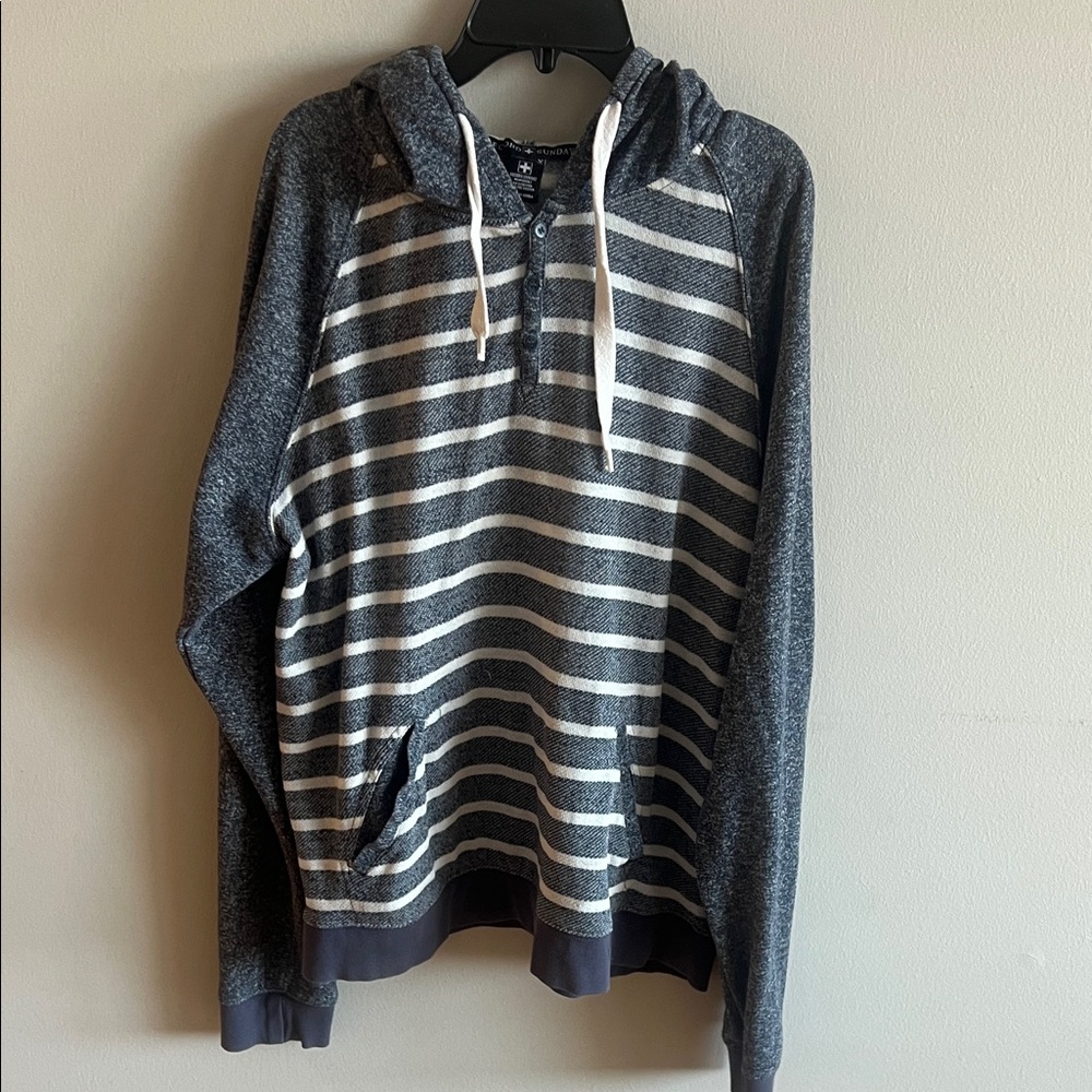 Striped Blue/Gray and White Hoodie